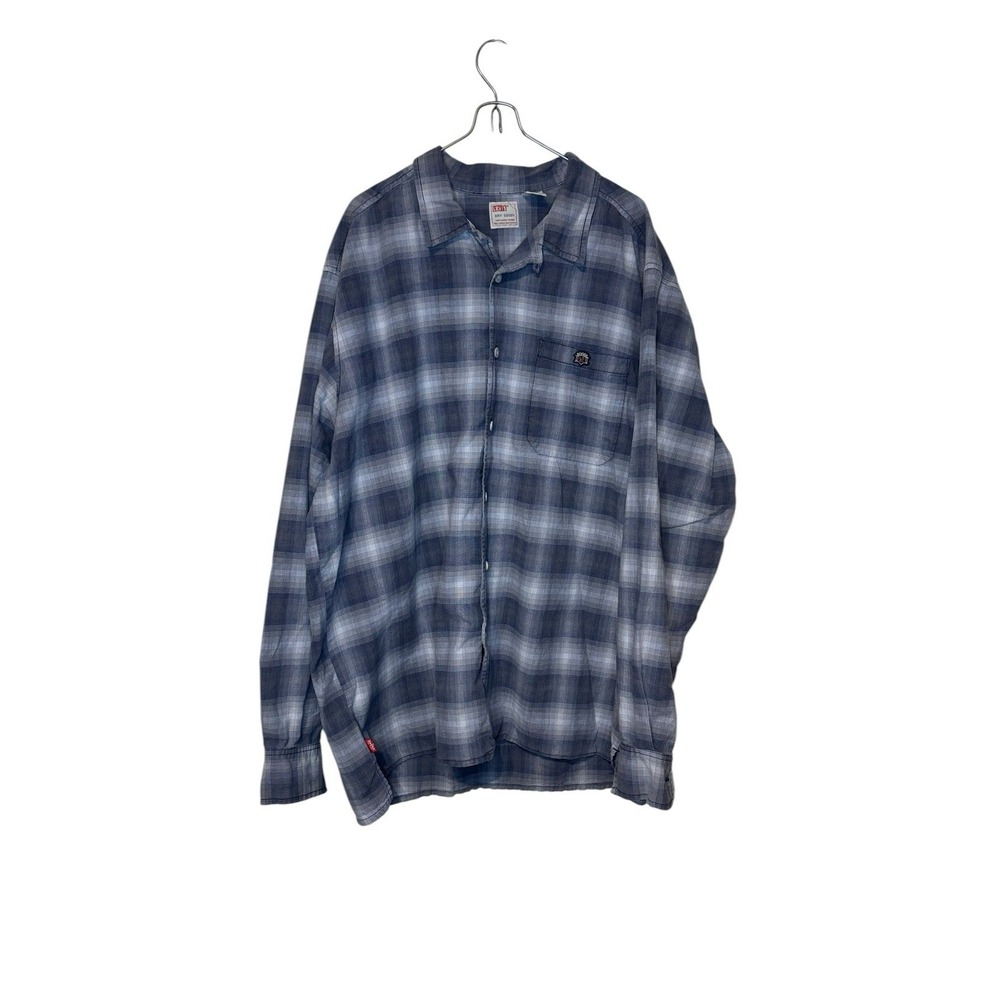 Levi's Men Shirt Vintage 90's Western Plaid Button-Up Long Sleeve Blue‎ Large